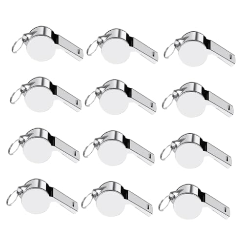 12 Silbatos de Acero Inoxidable con Cordón para Entrenamiento miniatura 1