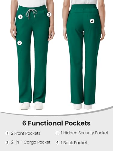 Image of Scrub Pants for Women - Straight Leg Medical Scrub Pants with 6 Pockets - Drawstring Soft Stretch Women Scrub Pant