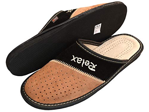 BeComfy Heren Sloffen Slippers Pantoffels Leder Echt Leer Suede Gift met Gepersonaliseerde Inscripties Zwart Grijs Beige… - Image 5