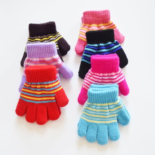 Toddler Full Finger Gloves Stripe Gloves Knitted Mittens Winter Autumn Gloves Cycling Gloves For Baby Girl Boy4