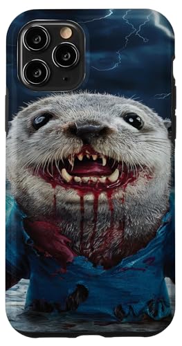 : iPhone 11 Pro 不気味な怖いハロウィンカワウソ スマホケース : 家電&カメラ