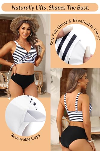 Image of Women's Bikini Top - Supportive Swimsuit for Large Bust - 2025 Cut Out Twist Swim Top