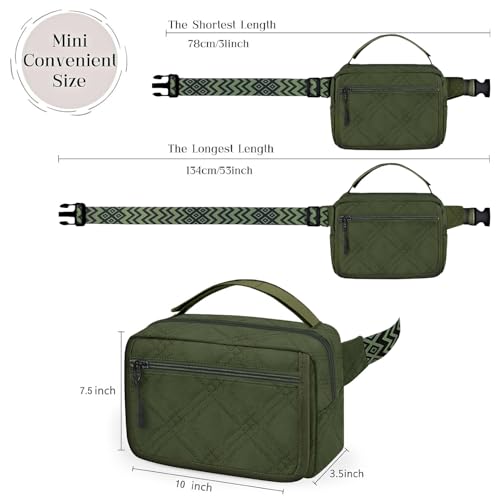 Image of Small Diaper Bag with Portable Changing Pad, Mini Crossbody Diaper FannyPack with Wipes Pocket, Women Waist Bag for Travel (Quilted Olive Green, Large)