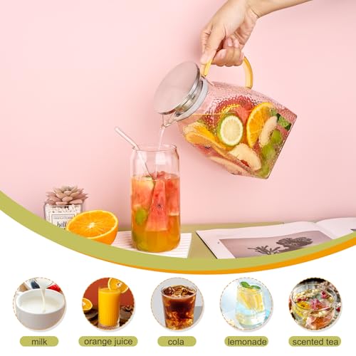 Stylish Borosilicate Glass Pitcher with Lid and Handle for Fridge, Ideal for Iced Tea, Juices, and Cold Beverages - 1.4L (47oz) - Image 5