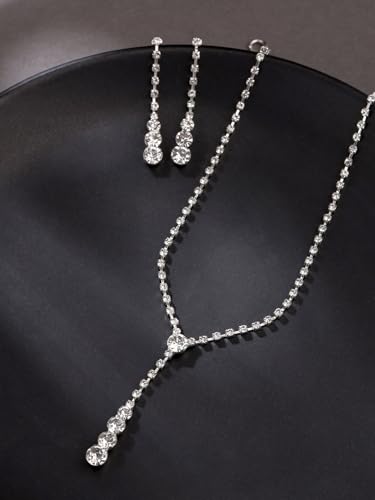 Image of Yellow Chimes Jewellery Set for Women | Fashion White Crystal Necklace Set for Women | Silver Jewellery Set | Rhodium Plated Necklace Set for Girls | Birthday Anniversary Gift