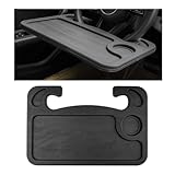 Sylvil Car Steering Wheel Desk, Multifunctional Auto Seat Stand Trays for Eating and Working, Double Sided Design Steering Wheel Table Desk for Laptop, Food, Car Accessories (Black)