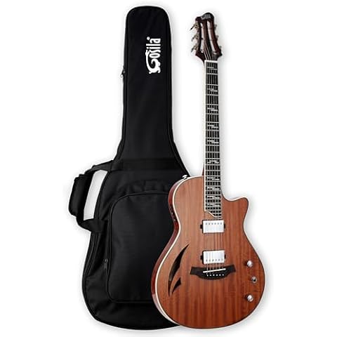Gosila Travel Guitar Acoustic Electric Guitar From acoustic shape-shifting to electric rhythm tones Solid Flamed Nato top Okoume body Okoume Neck Ceramic Pickup and 2 Band EQ Cover