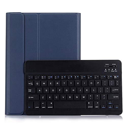 kuaijiexiaopu Funda de Piel sintética con Teclado Desmontable, Funda Tipo Folio con Tapa for Tableta Compatible con Samsung Galaxy Tab S7 Plus de 12,4 Pulgadas T970/T975(Blue Black Keyboard)