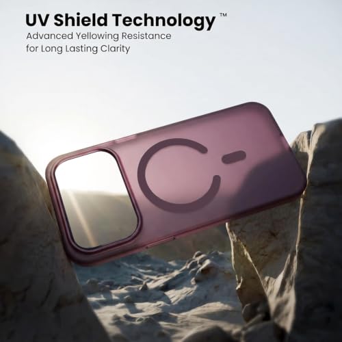 Image of DIZORO Matte Case for iPhone 17 Pro Compatible with MagSafe, Camera Lens Full Protection, Shockproof Translucent Frosted TPU Soft Phone Cover, Anti-Fingerprint (Burgundy)