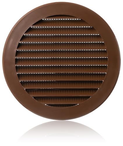 ABOUT VENT diameter 125mm / 5 in Brown Plastic Round Ventilation Grille with Mesh - Air Vent Cover, 125mm / 5''