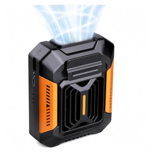 Ventilador de cintura portátil para senderismo y trabajos al aire libre con USB naranja