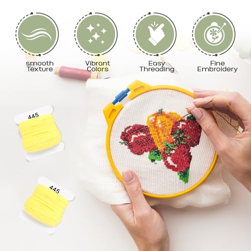 Image of Embroidery Floss Kit and Refills - Cotton Threads - DMC Color Coding for Cross Stitch, String Crafts, Friendship Bracelets