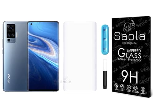 Image of Saola Curved UV Tempered Glass For Vivo X50 Pro. Comes With UV Light & Glue For Finest Pasting. Edge To Edge Protection With Case Friendly Fit. (Pack Of 1)