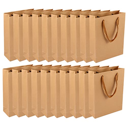HAMPPLIES 20個クラフト紙トートバッグ 無地 ペーパーバッグ 包装用 ポーチ 手提げ袋 大容量 折りたたみ可能