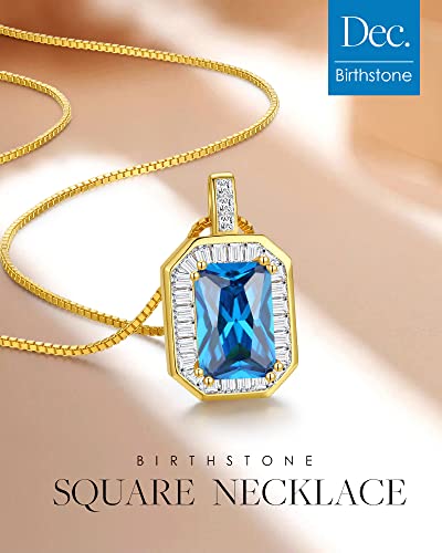 Cde Square Birthstone Necklaces For Women, 18K Gold Plated I Love You Mom 925 Sterling Silver Necklace For Women Mothers Day Birthday Anniversary Jewelry Gift For Women Wife Mom Grandma #TOP3