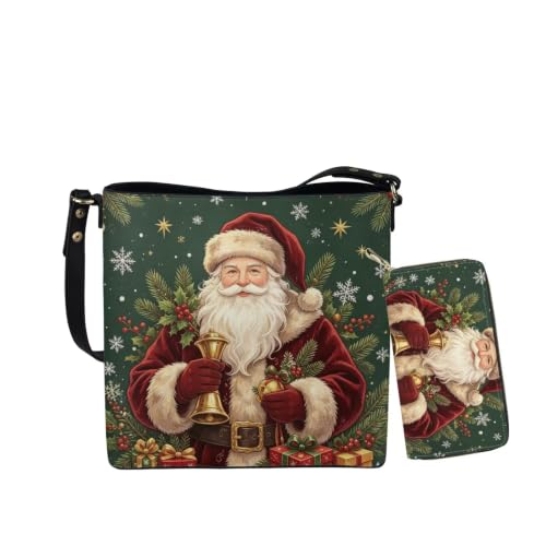 Image of HUGS IDEA Leather Purses and Handbag for Women Bucket Bag with Wrist Wallet 2 Packs