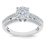 Wholesale Diamonds 10K White Gold .74 Carat Real Diamond Engagement Ring Wedding Bridal Ring Fine Diamond Jewelry (.74 Ct, H-I Color, I1-SI2 Clarity), Size 7