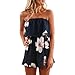 Produktbild Jumpsuits Damen Kolylong® Frauen Elegant Trägerlos Blumendruck Overalls Kurz Festlich Schulterfrei Mini Playsuit Rückenfrei Boho Strand Rompers Bodysuit Sommerkleid Hosen Shorts Outfits (S, Marine)