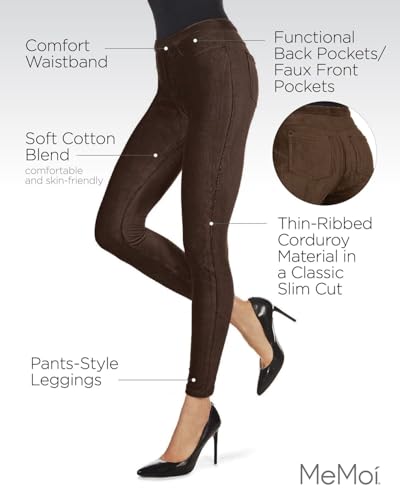 MeMoi Thin-Rib Slim-Cut Stretch Corduroy Leggings3