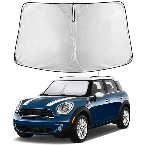 Image of EcoNour Windshield Sun Shade Compatible for Mini Countryman Cooper 2011-2016 Front Window Sunshade Foldable Sun Visor UV & Heat Blocking Protection