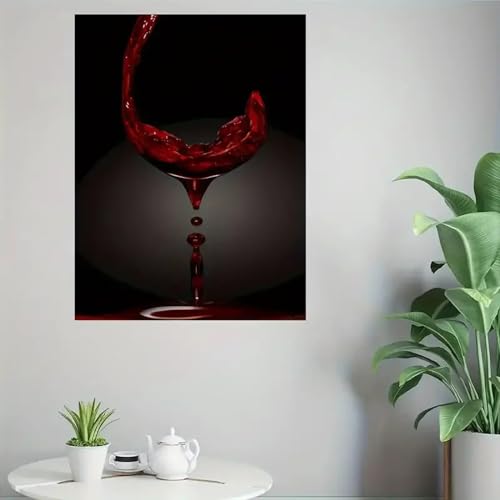 Affiche abstraite verre de vin rouge pour déco moderne de salon