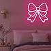 Pink Bow Neon Signs for Wall Decor Girls Room Beauty Salon Pink Aesthetic Room Decoration LED Neon Lights Sign 15″ × 13.4″