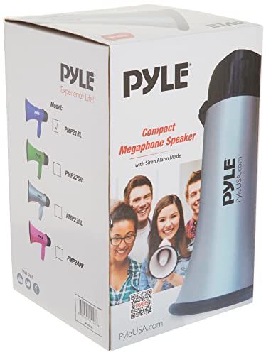 Pyle Pmp21Bl Portable Megaphone Speaker Siren Bullhorn - Compact And Battery Operated With 20 Watt Power, Microphone, 2 Modes, Pa Sound And Foldable Handle For Cheerleading And Police Use, Blue #TOP4