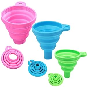 KINDOYO Set van 3 Opvouwbare Trechter – Zachte Siliconen Gel Trechter Inklapbare Trechter Koken Keuken Accessoires Gadgets (Blauw + Groen + Roze)