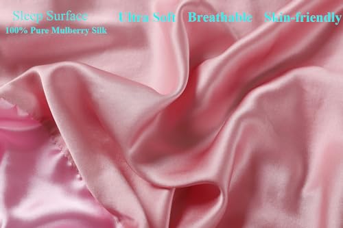 Image of Silk Bassinet Sheet 17 inch x 33 inch Surface (100% Pure Mulberry Silk) - 4 inch Deep Pocket (Satin)- 19 Momme 6A High-Grade Fibers for Baby Hair for Hourglass, Oval,Rectangle Pads /Mattress Pink