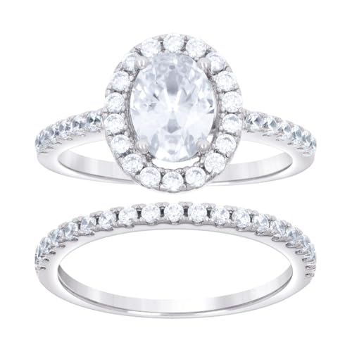 Bagues de fiançailles en argent 925 et moissanite ovale pour femme