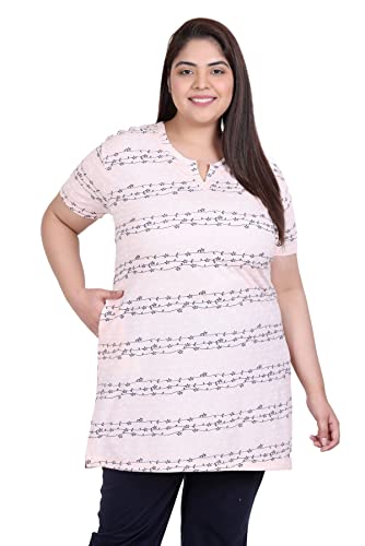 Image of In Love Women's Cotton Plus Size Longline T-Shirt Half Sleeve with Pockets