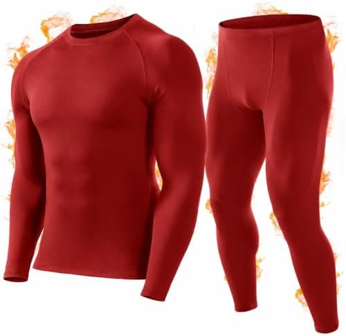 WISMBOX Thermounterwäsche Herren Skiunterwäsche Winter mit Innenfleece | Funktionsunterwäsche Herren Set, Warm Atmungsaktiv Lange Thermo Unterwäsche, Thermounterhose Männer für Ski