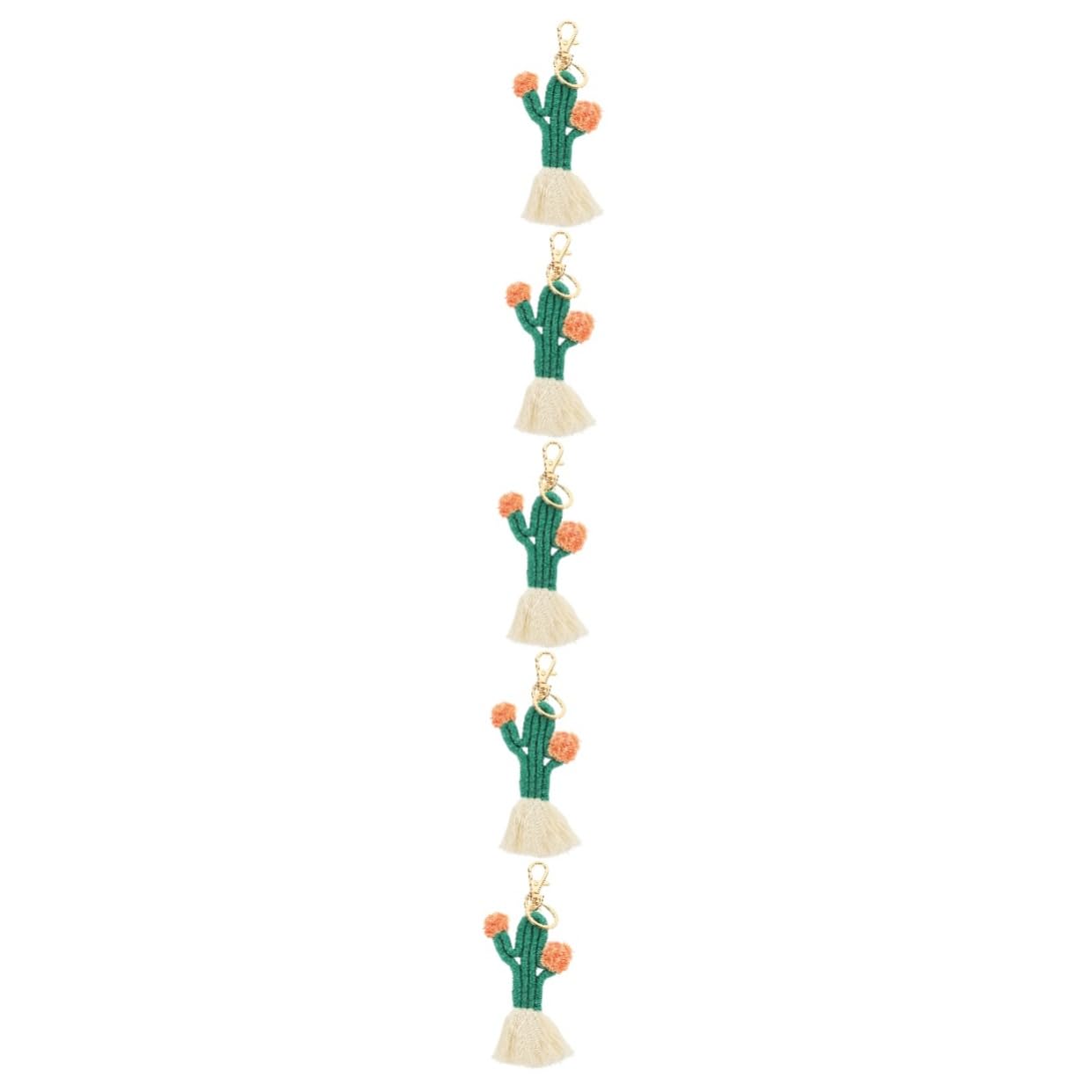 TOYANDONA 5piezas Llavero De Cactus Mano Borlas Adorno Colgante Bohemio Para Claves y Bolsos Accesorio Creativo De Decoración Para Mujeres