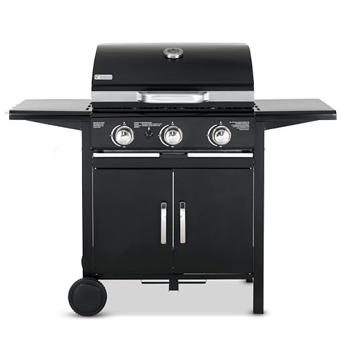 tepro Gasgrill Mayfield, 3 Brenner mit je ca. 3 kW Leistung, mit verchromten Grillrosten, Piezozündung, Thermometer, Maße ca. 127 x 58 x 103 cm, Schwarz tepro Gasgrill Mayfield, 3 Brenner mit je ca. 3 kW Leistung, mit verchromten Grillrosten, Piezozündung, Thermometer, Maße ca. 127 x 58 x 103 cm, Schwarz
