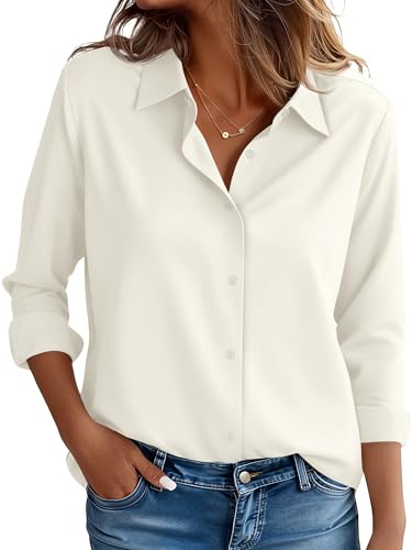 CBOO Breathable Romantic Blouse for Special Evening Elegant Blouse,Cream,M