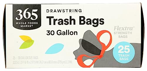 365 By Whole Foods Market, Flexible Drawstring Trash Bags 30Gl, 25 Count #TOP4