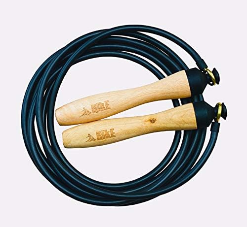 Premium Speed Jump Rope – Fully Adjustable for Men, Women & Kids - Non Slip Wooden Handles, Fast, Fluid, Fully Adjustable - USA Made - Free Velvet Pouch Included. (ALL Black)
