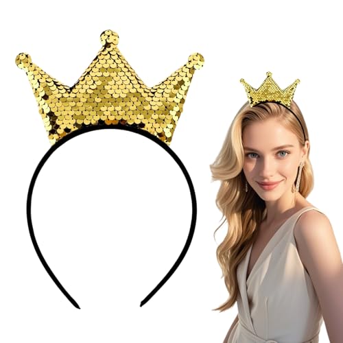 GTYARYUA Diadema de Corona de Lentejuelas, Diadema de Corona, Brillante con Purpurina Tiaras, Diadema Niña, Diadema de Lentejuelas con Purpurina, para Cumpleaños de Niñas, Fiestas de Carnaval (oro)