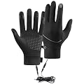Rechargeable Heated Gloves for Men and Women, Touchscreen Compatible Winter Gloves with 3200mAh Battery, Thermal Hand Warmers for Cycling Skiing Workouts & Outdoor Activities (Black_M)