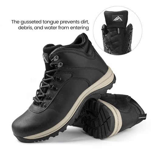 Image of CC-Los Men's Waterproof Hiking Boots Mid-top Boots Lightweight Non-slip High-Traction Grip Black Size 10