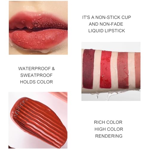 Nude Pink Lipsticks Matte Liquid Lipstick for Women, Pink Highly Pigmented Creamy Matte Lip Gloss Waterproof Long Lasting Lip Stain Non-Sticky Not Fade Liquid Lipstick Make Up Gift - Image 4