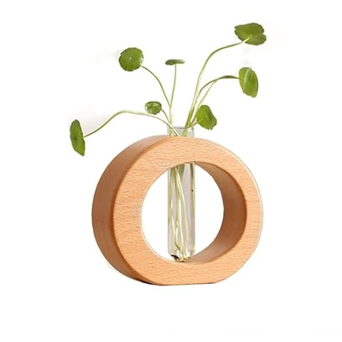 Tabletop Vase,Modern Boho Planter Propagation Vase,Indoor Plant Pots For Desk Decor,Yellow Wooden Flower Vase,Plant Gift,Plants Not Included #TOP6