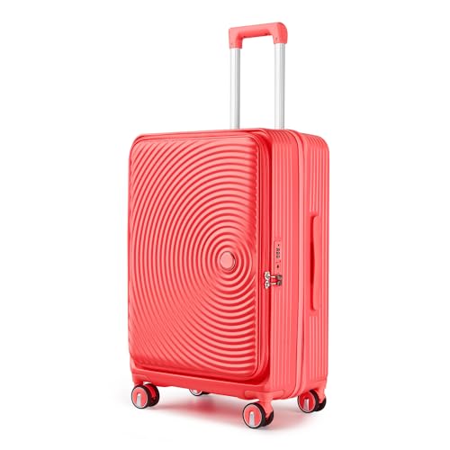 Luggage Sets 3 Piece(20/24/28), Expandable Carry On Luggage with TSA Lock Airline Approved, 100% PC Hard Shell and Lightweight Suitcase with Front Pocket and Spinner Wheels (Orange + PC-4)4