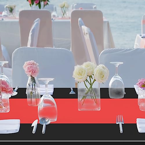 Image of Oudain 3 Pcs Plastic Table Cloths Disposable 54 inch x 108 inch,Black, Red