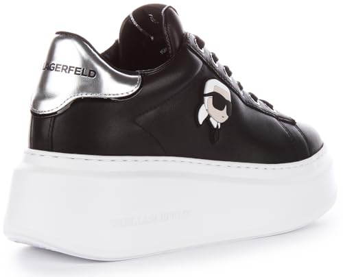 KARL LAGERFELD Anakapri Nft Lo Women's Karl Lace Platform Low Cut Trainers (Black Silver, US 8)3