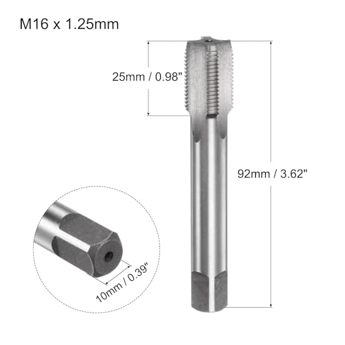 QUARKZMAN Metric Gewindebohrer M16 x 1,25, HSS Gewindeschneider, Rechtsgewinde