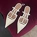 Women's Fashion Outgoing Rivet Low Heel Muller Shoes Comfortable Pointed Leather Low Heeled Half Slippers (Pink,8.5)