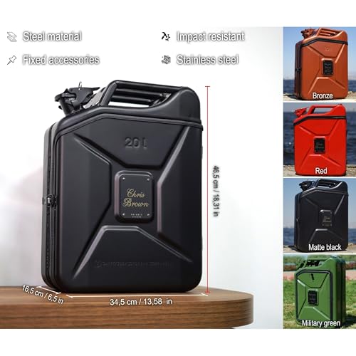 Jerry Can Brewed Coffee Set, Customized Gift Box, V60 Dripper, Double Walled Cup, Cafe Grinder, Handmade Travel Kit, Birthday Gift (Military Green)