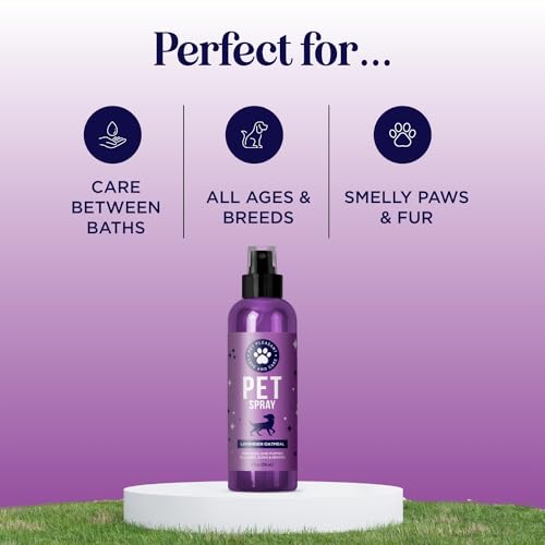 Lavender Oil Dog Deodorizing Spray - Dog Spray for Smelly Dogs and Puppies and Dog Calming Spray with Lavender Essential Oil - Lightly Scented Dog Deodorizer for Smelly Dogs and Dog Essentials