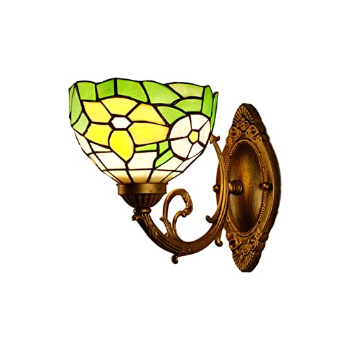 Applique Tiffany vert feuille en vitrail LED de 7.8 pouces pour decoration de chambre